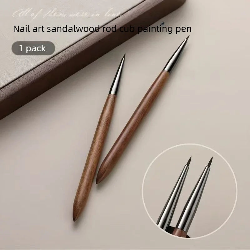1PCS Sandalwood Nail UV Gel Pen Brush Nail Art Liner Brush Flower Painting Drawing Pen Manicure Tool Wooden Nail Brushs Vue 1pcs