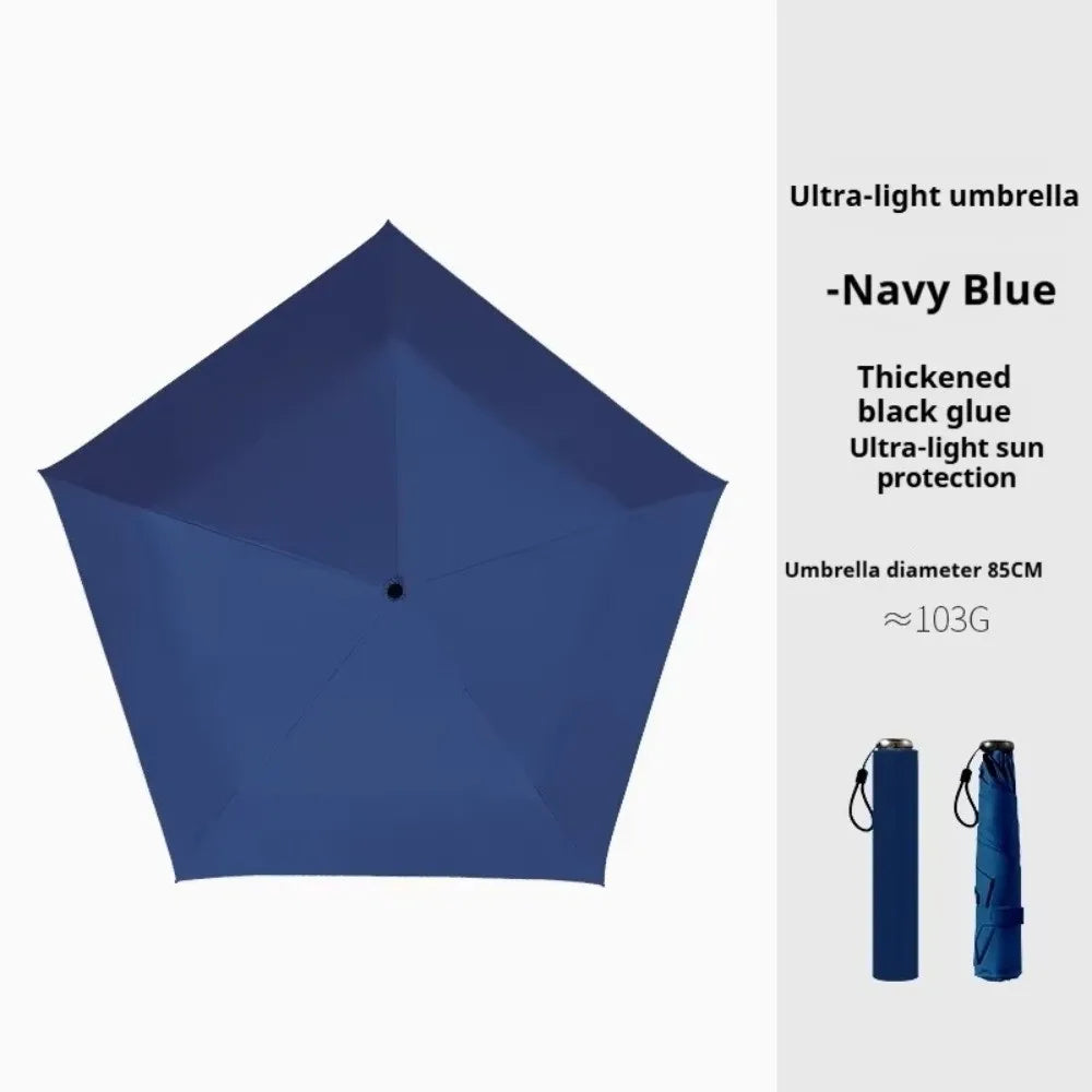 Foldable Manual Sun Umbrella Protection 6-Bone Frame Dual-purpose Vue Navy Blue 8K Iron