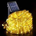 Solar LED Rope Lights Fairy Tube Light String Outdoor Waterproof Lawn Lamps 8 Mode For Home Garden Patio Wedding Roof Decoration Vue Warm White 12m 100 LEDs