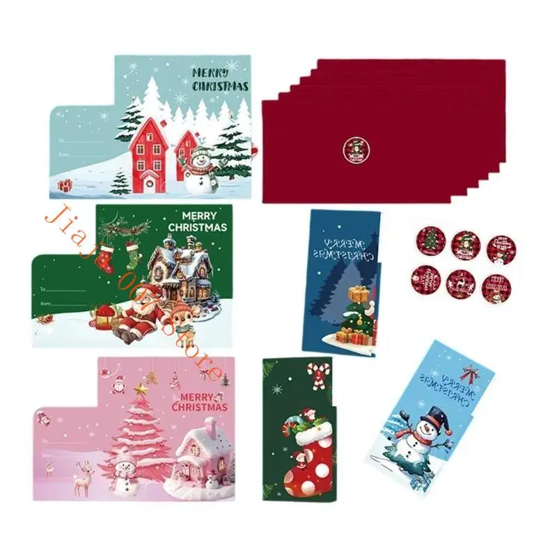 Handmade Christmas Card with Envelope & Stickers | 10 Styles Holiday Greeting Card Vue B China Mainland