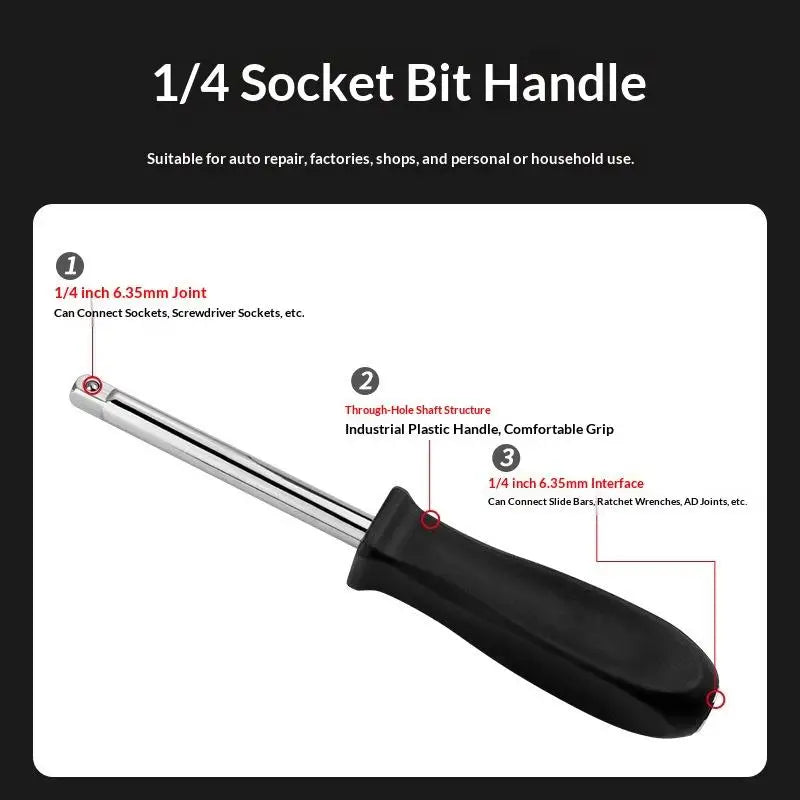 150 MM Spanner 1/4-Inch Female Square Drive Handle Socket Wrench For Small Flying Ratchet Wrenches Slide Rod AD Connectors Vue