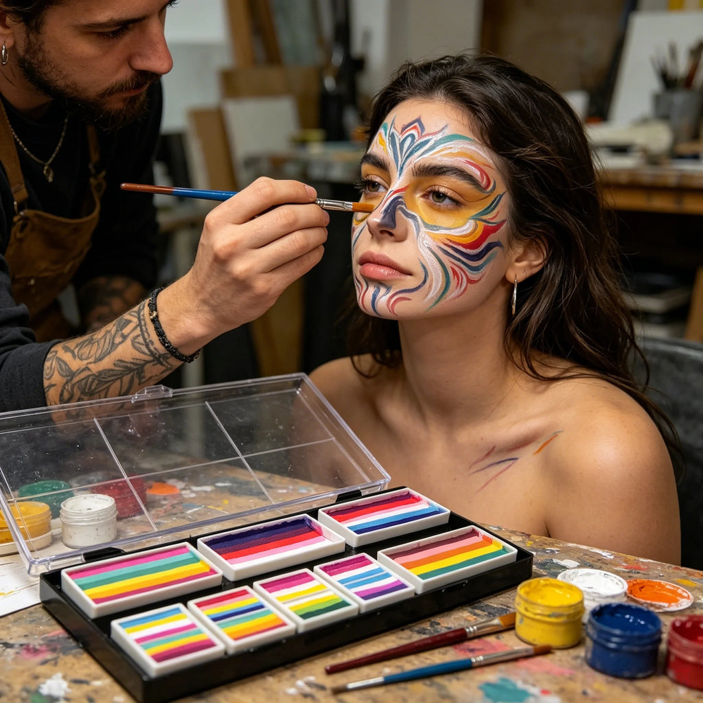 12 Colors Facial Water-Soluble Body Painting Face Makeup Palette for Kids Adults Stage Halloween Cosplay Party Art Supplies Vue