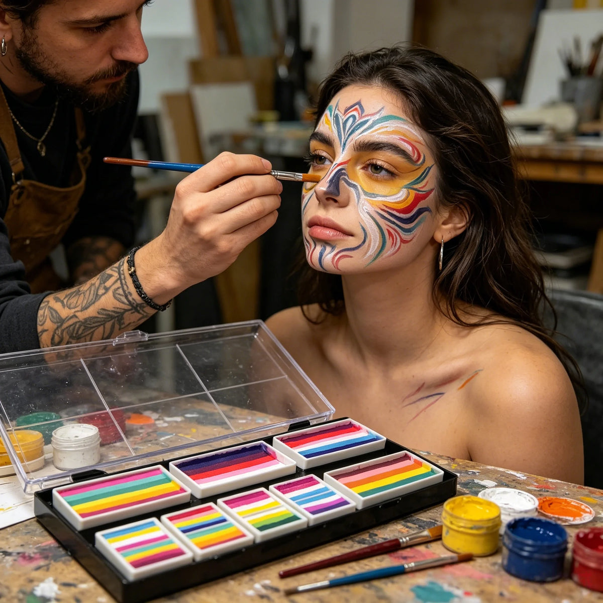 12 Colors Facial Water-Soluble Body Painting Face Makeup Palette for Kids Adults Stage Halloween Cosplay Party Art Supplies Vue