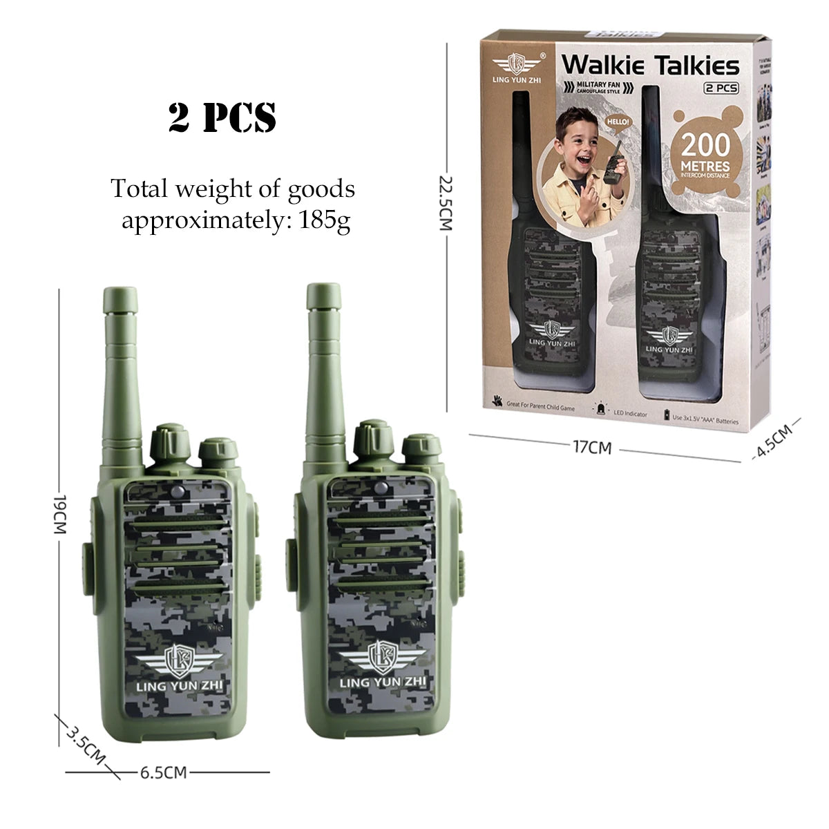 2Pcs Electronic Long Range Walkie Talkie Toys, Intercom Mini Interphone Digital Sound Communication Game Indoor and Outdoor Vue