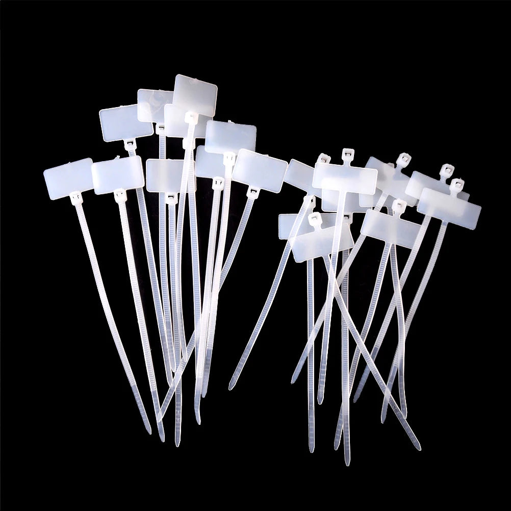 100Pcs Self-Locking Nylon Tie Tags RJ45 RJ12 Wire Power Cable Label Mark Tags Vue