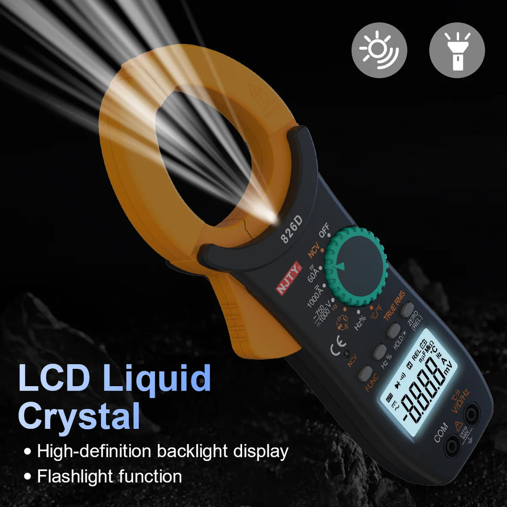 AC/DC Digital Clamp Multimeter Amp Meter 1000A 6000 Counts Voltage Capacitance Resistance Pinza Amperimetrica Temp Duty Cycle Hz Vue