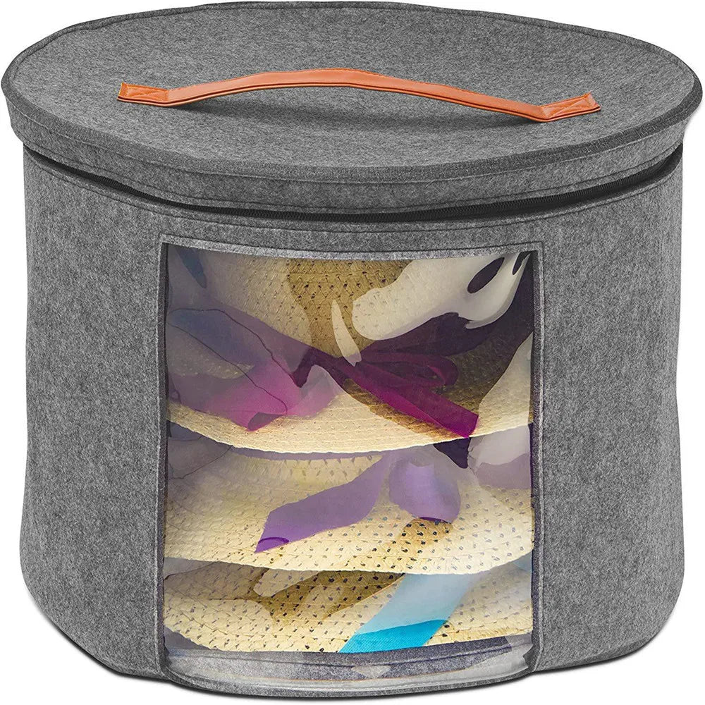 Felt Hat Storage Bucket,Portable Pressure and Dirty Travel Storage Bag,Perspective Clothing Toy Storage Bag Hat Storage Box Vue Default Title