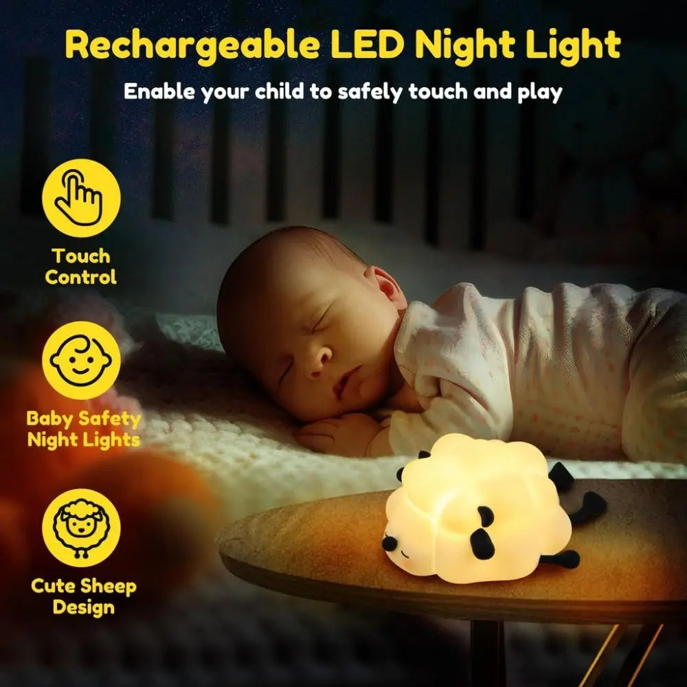 Touch Sensor Silicone Lamb Night Light Three Level Dimmable LED Sheep Night Lamp Ambient Lighting Timer Function Vue