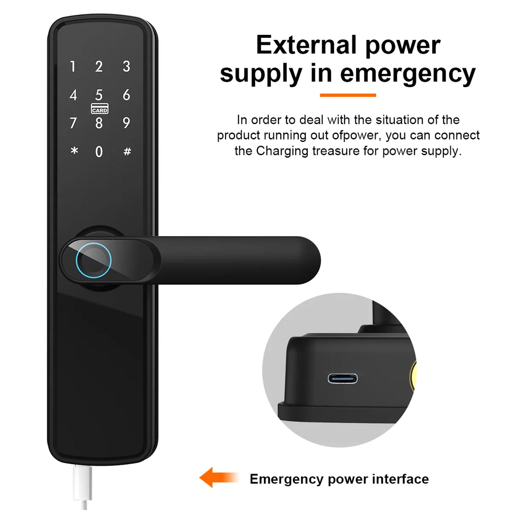 TUYA Smart WIFI Fingerprint Door Lock Electronic Lock Keyless Entry Password Fingerprint Card App NFC Unlock for Home Office Vue