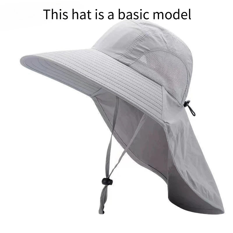 Wide Brim Full Face Cover Bucket Hat for Women Summer Fashion UV Protection Sun Hat with Visor Flap Fisherman Cap Outdoor Vue Grey M 56-58cm