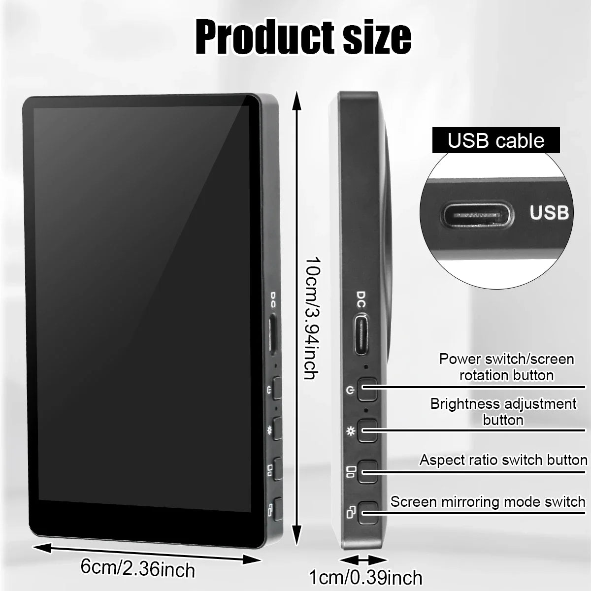 Wireless Magnetic Monitor Screen for Live Selfie Monitor Screen with Screen Mirroring Vlog Live Stream Selfie Monitor Vue