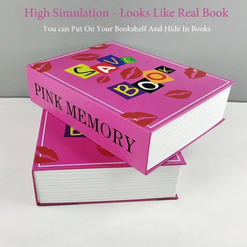 Pink Hidden Book Safe Box Code/Key Lock Steel Simulation Book Money Cash Organizer Box Piggy Bank Home Office Storage Stash Box Vue