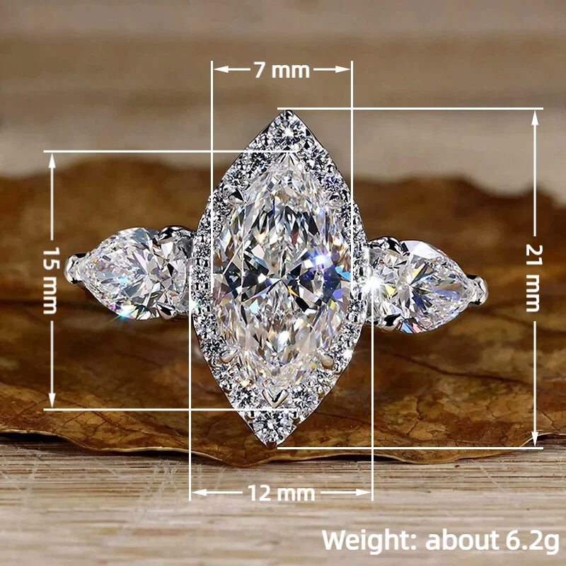 Huitan Marquise Cubic Zirconia Wedding Ring for Women – Silver CZ Wedding Ring Vue