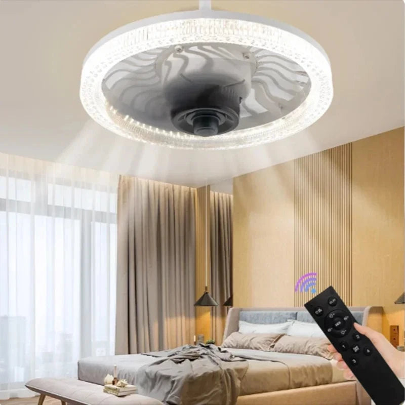 Smart Remote Control Ceiling Fan with LED Lighting Ceiling Fan with Lights Remote Control E27 Converter Base for Living Room Vue