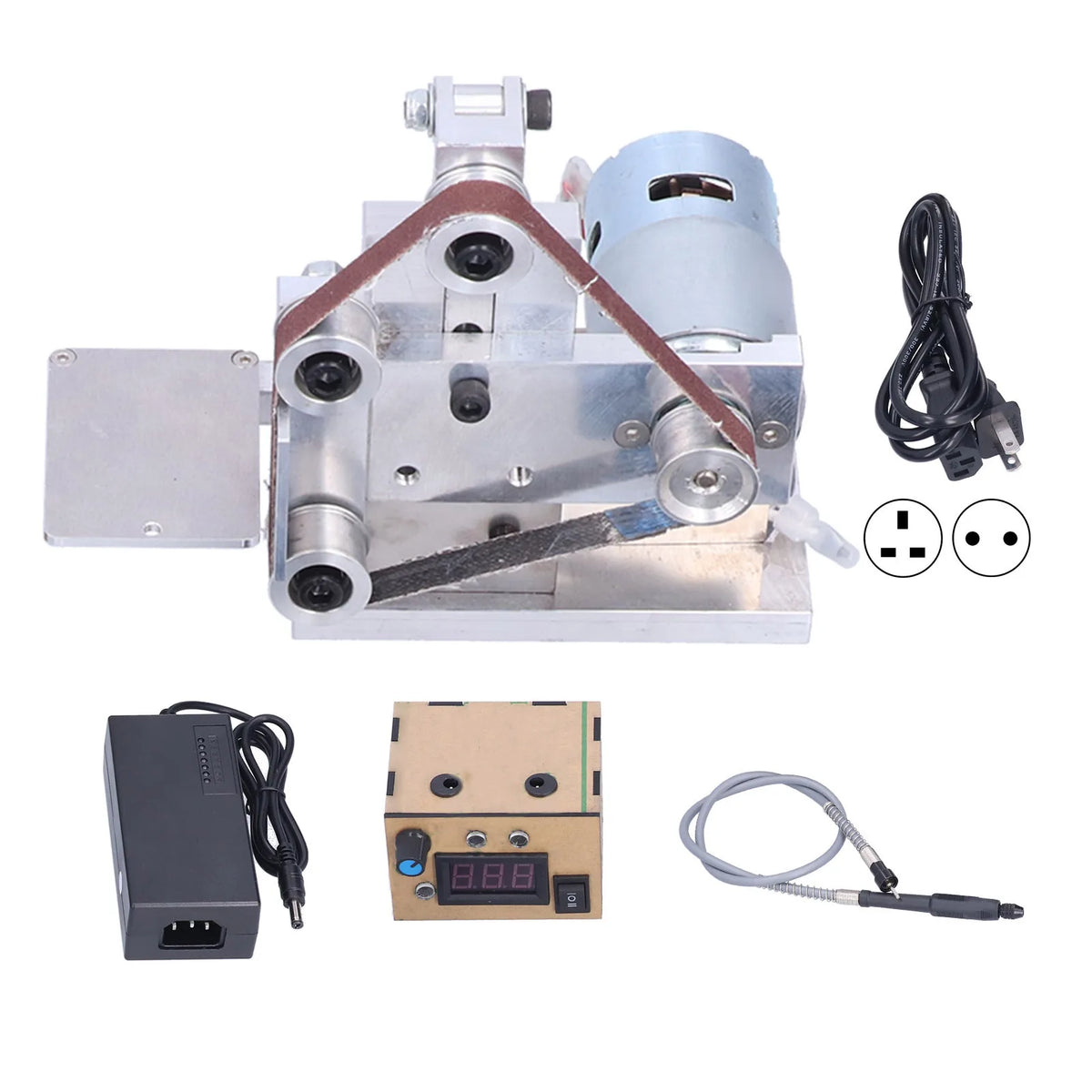 7 Speed Sanding Belt Machine Mini Belt Sander Electric DIY Polishing Sanding Machine 7 Speed DC12‑24V Type 10 Vue