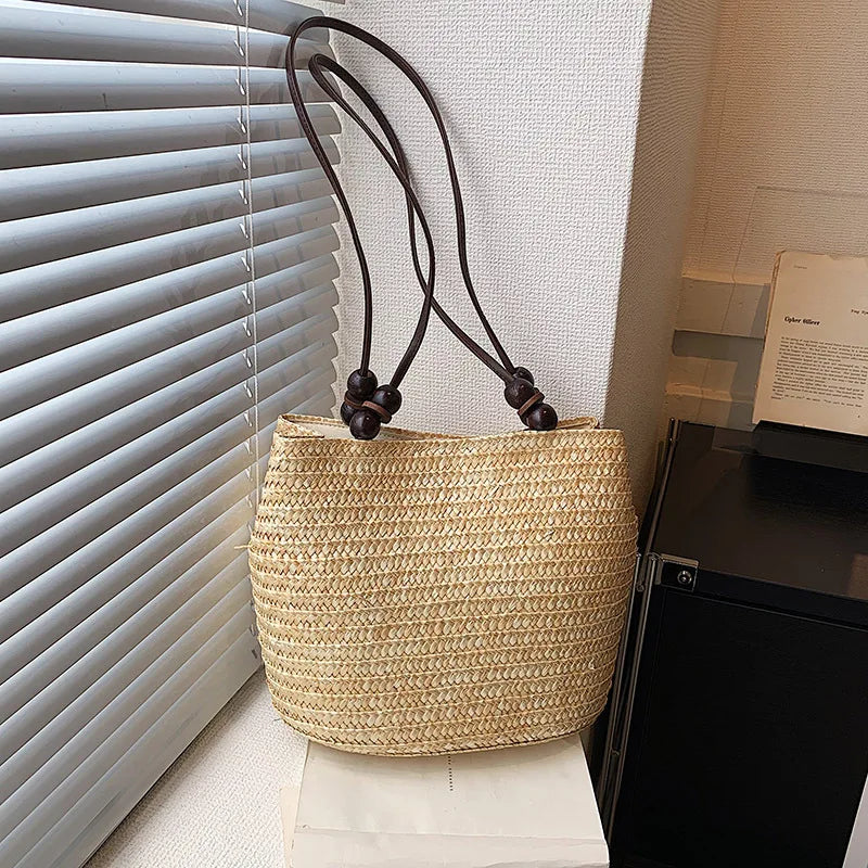 Casual Straw Woven Shoulder Bags Women Wicker Handbags Handmade