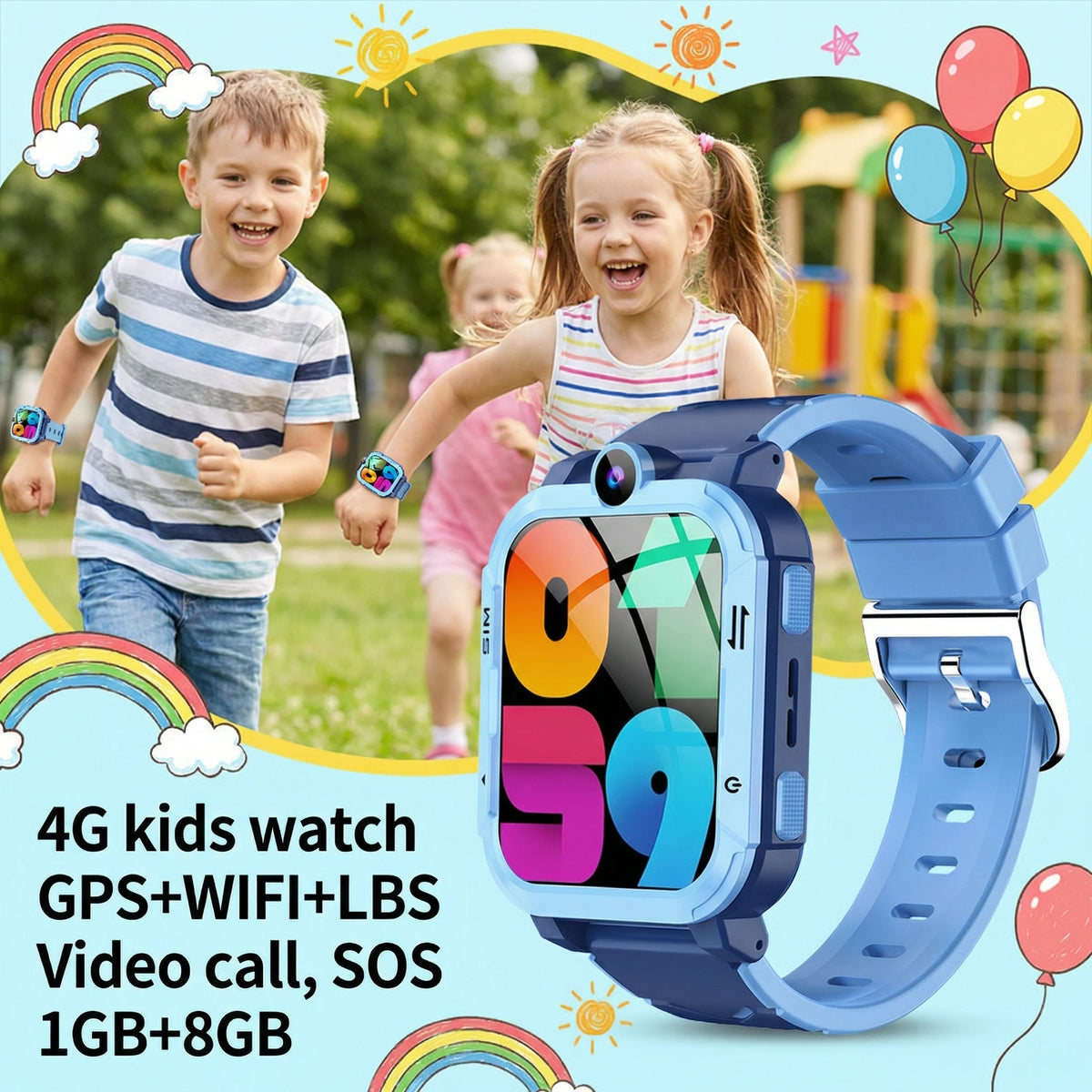 Children Smart Watch 4G GPS WiFi Location Tracker Video Call Voice Monitor SOS Alert Kids Smartwatch Boy Girl Birthday Gift Vue