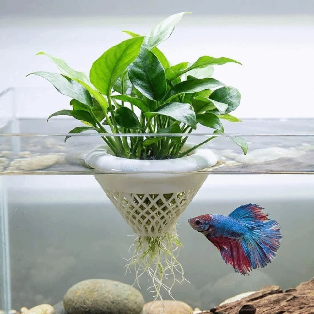 3D Printed Floating Aquarium Planting Basket Plastic Decorative Hydroponic Plant Basket Growing Pots Vue