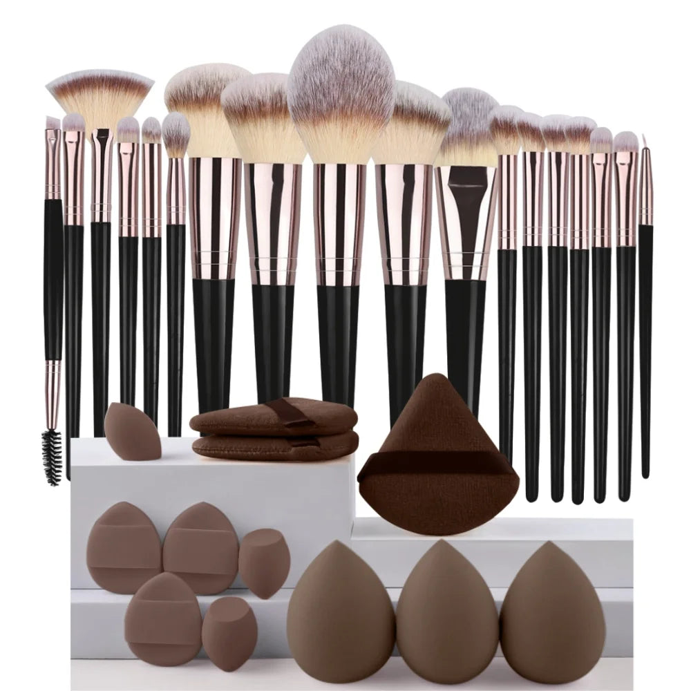 3-20pcs Makeup Brushes Set Kabuki Blending Beauty Tools for Foundation Concealer Powder Eyeshadow Blush Cosmetic Beauty Tool Vue 18BK-12BR