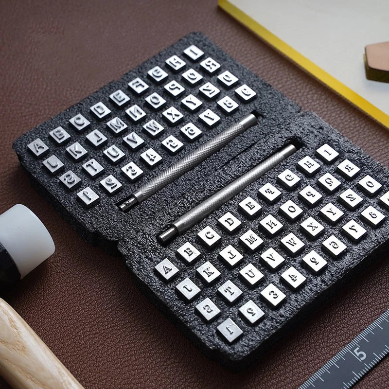 36pcs Leather Letters Seal Printing Tool Set Handmade Goods Leather Carving Printing Mold DIY Custom Label Name Creation Tool Vue