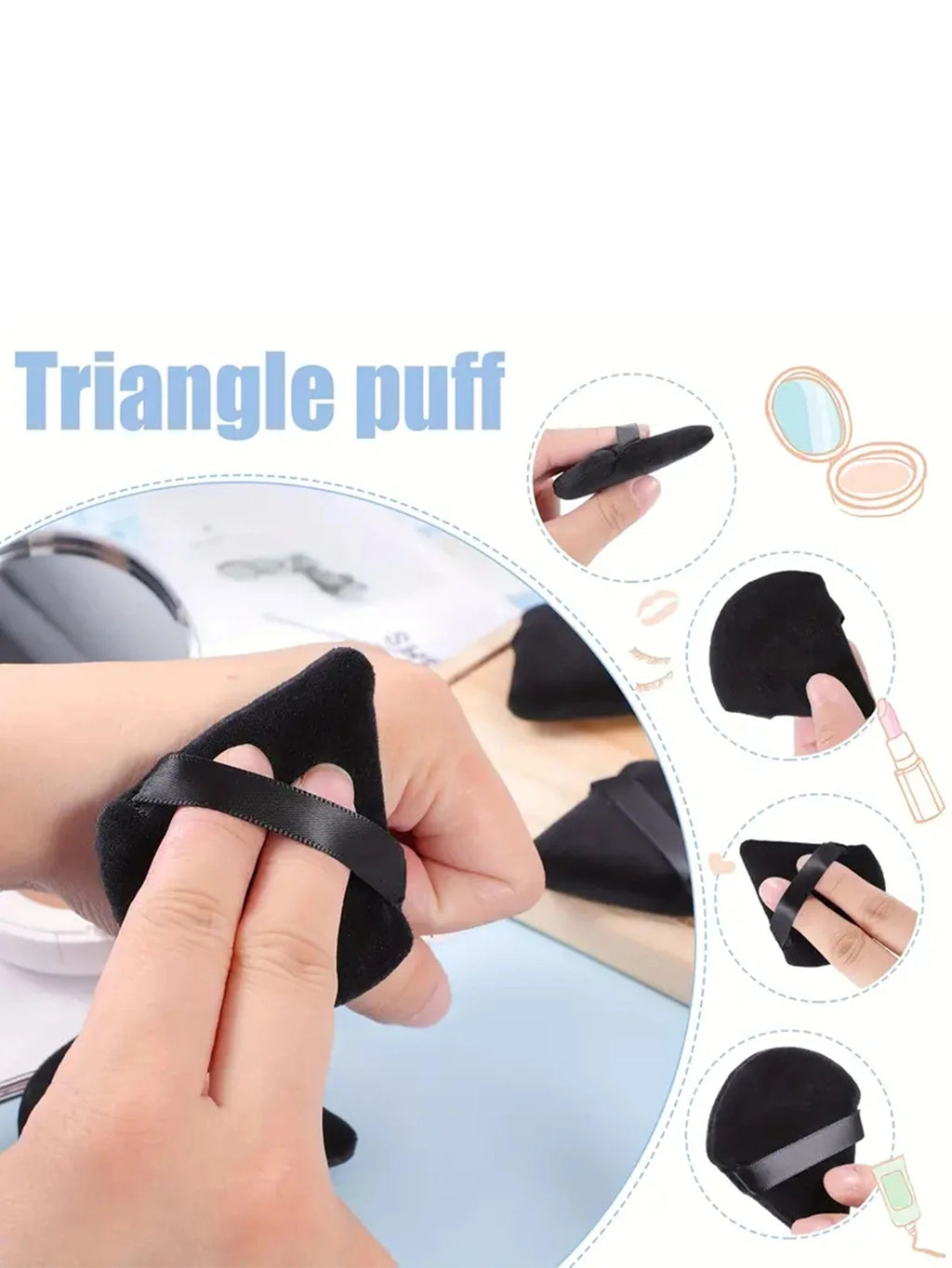 50Pcs Mixing Colors Randomly Triangle Makeup Puff For Loose Powder Liquid Cosmetic Soft Plush Makeup Puff Makeup Foundation Puff Vue