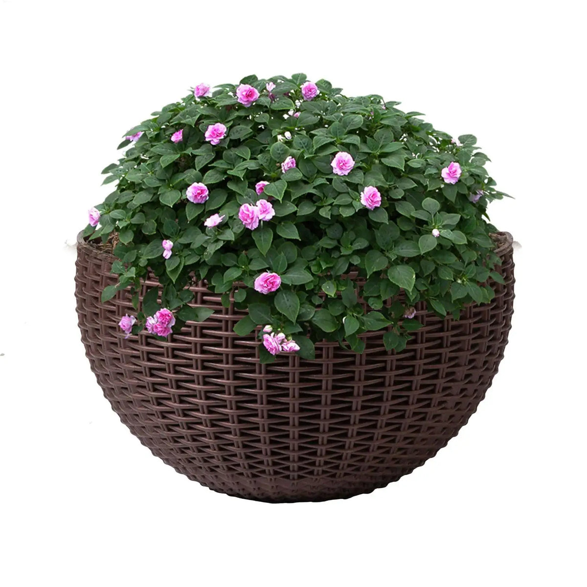 European Style Imitation Rattan Wall Planter Semicircle Hanging Flower Pot Wall Decoration for Balcony Fence Home Garden Decor Vue