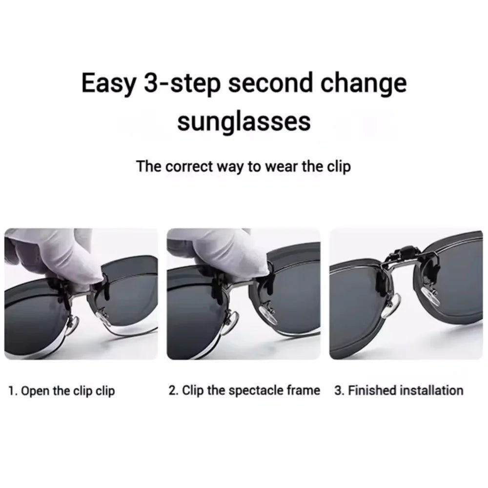 Men Flip Up Clip on Sunglasses Polarized Anti Glare Women Large Driving UV400 Mirror Sun Glasses with Clips for Glasses Frame Vue