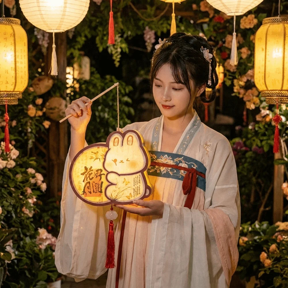 Cartoon Children's Rabbit Lantern Chinese Style Handheld Mid-Autumn Festival Lamp Handmade Glowing Bunny Handmade Lamp Vue