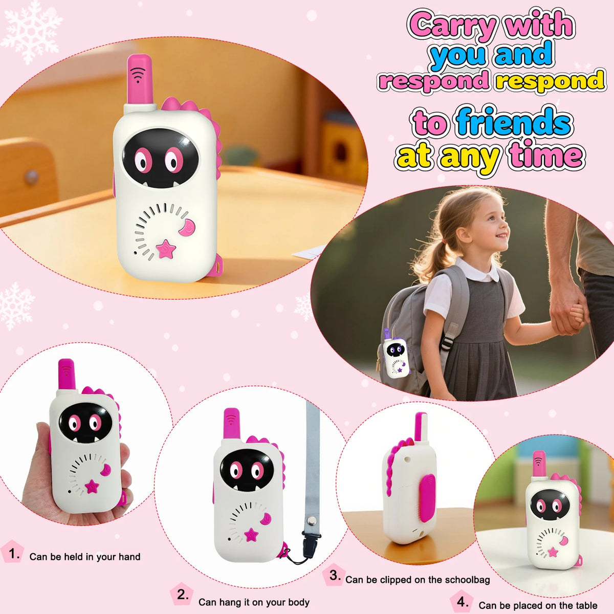 2pcs Children's Walkie Talkie Kids Long Range Wireless Transmission Children Outdoor Handheld Two Way Radio for Boys Girls Gift Vue