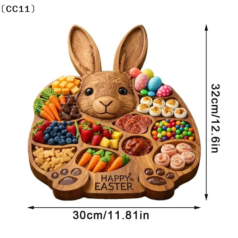 2026 Easter Bunny Wooden Charcuterie Board, Rabbit Wooden Deli Board, Cute Rabbit-Shaped Serving Tray With Compartments〔CC11〕 Vue