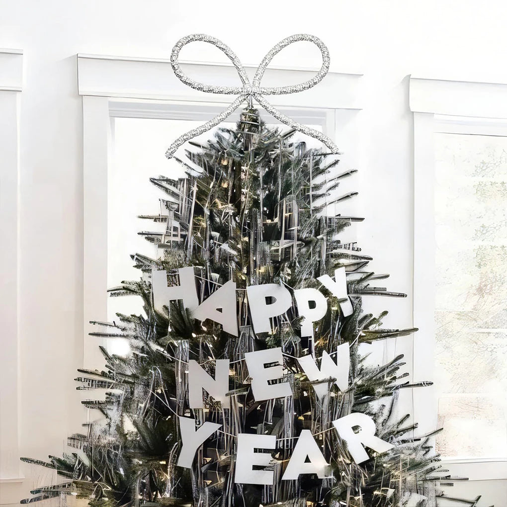 Christmas Rhinestone Bow Tree Topper – Gold & Silver Sparkle Christmas Tree Topper Vue
