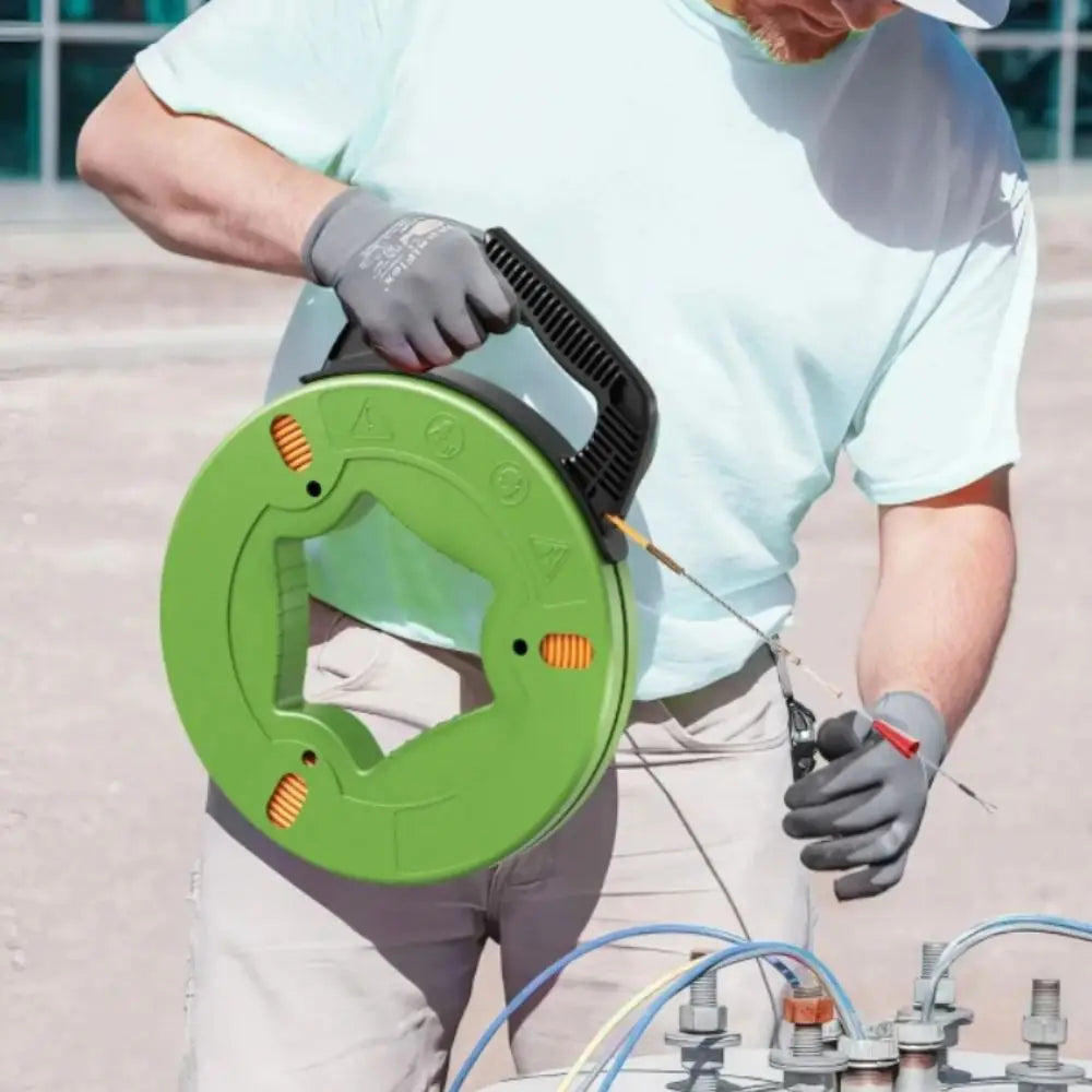 Guide Spring Cable Pulling Aid Anti-Corrosion Durable Fish Tape Reel Ergonomic Handle Data Cabling Cable Puller Vue