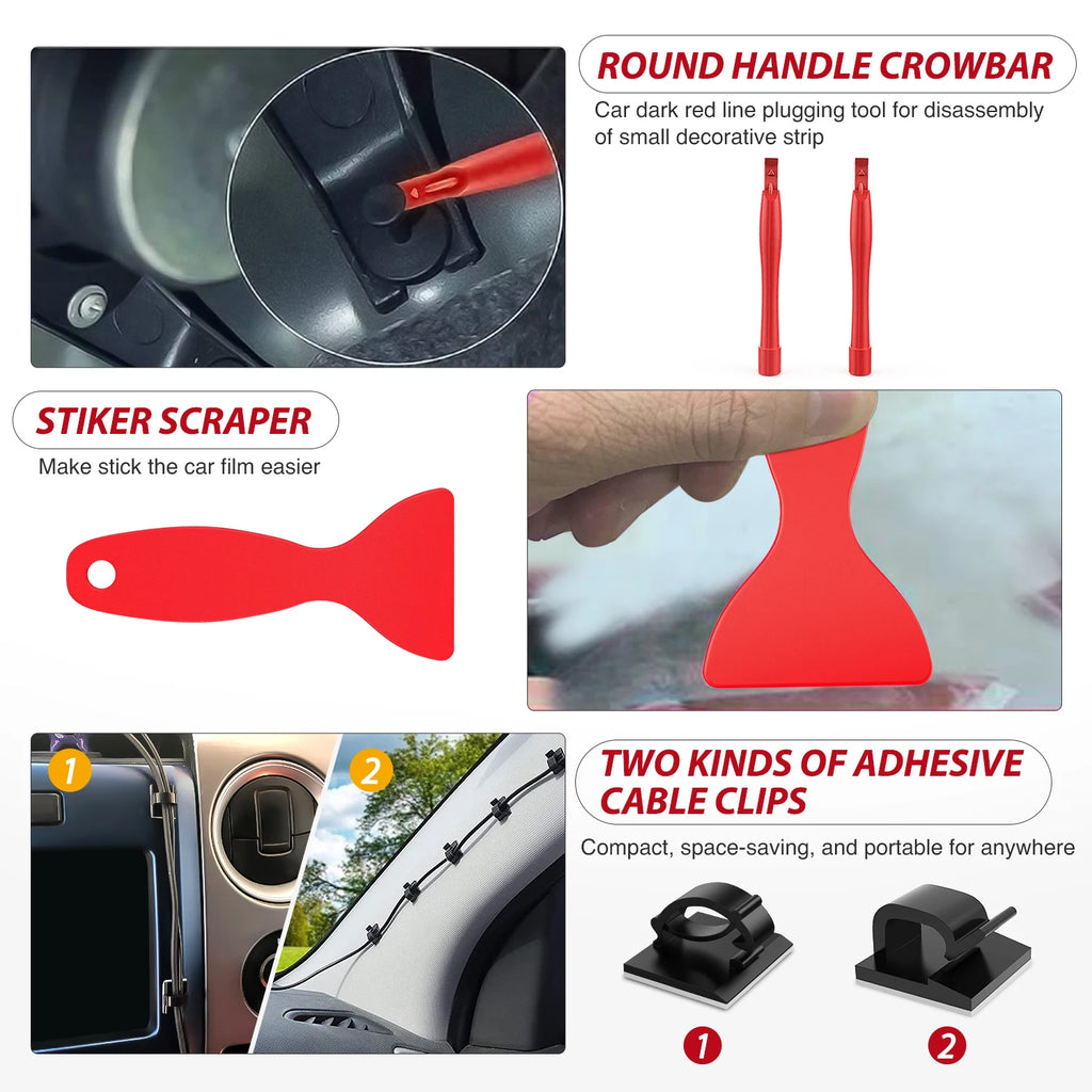 Nilight 200Pcs Trim Removal Tool, Auto Push Pin Bumper Retainer Clip Set Fastener Terminal Remover Adhesive Cable Clips Round Handle Crowbar Kit Car Panel Radio Auto Clip Pliers Vue