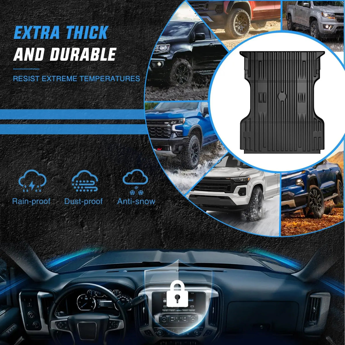 Nilight Truck Bed Mat Compatible with 1999-2016 Ford Super Duty F250/F350/F450 6.8 FT, Heavy-Duty Cargo Liner, Non-Slip, All Weather Protection (Not Fit Drop-in Bed) Vue