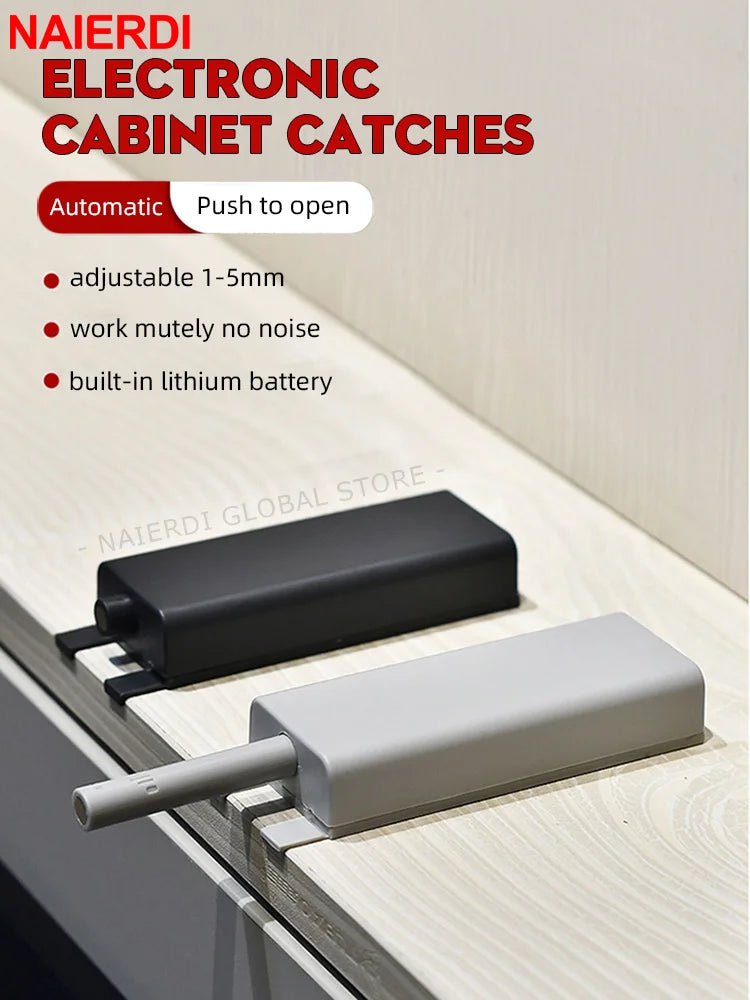 NAIERDI Electronic Cabinet Catches,Cabinet Magnets Door Catch,Heavy Duty Push to Open Magnetic Cabinet Latch,Replacement Handle Vue