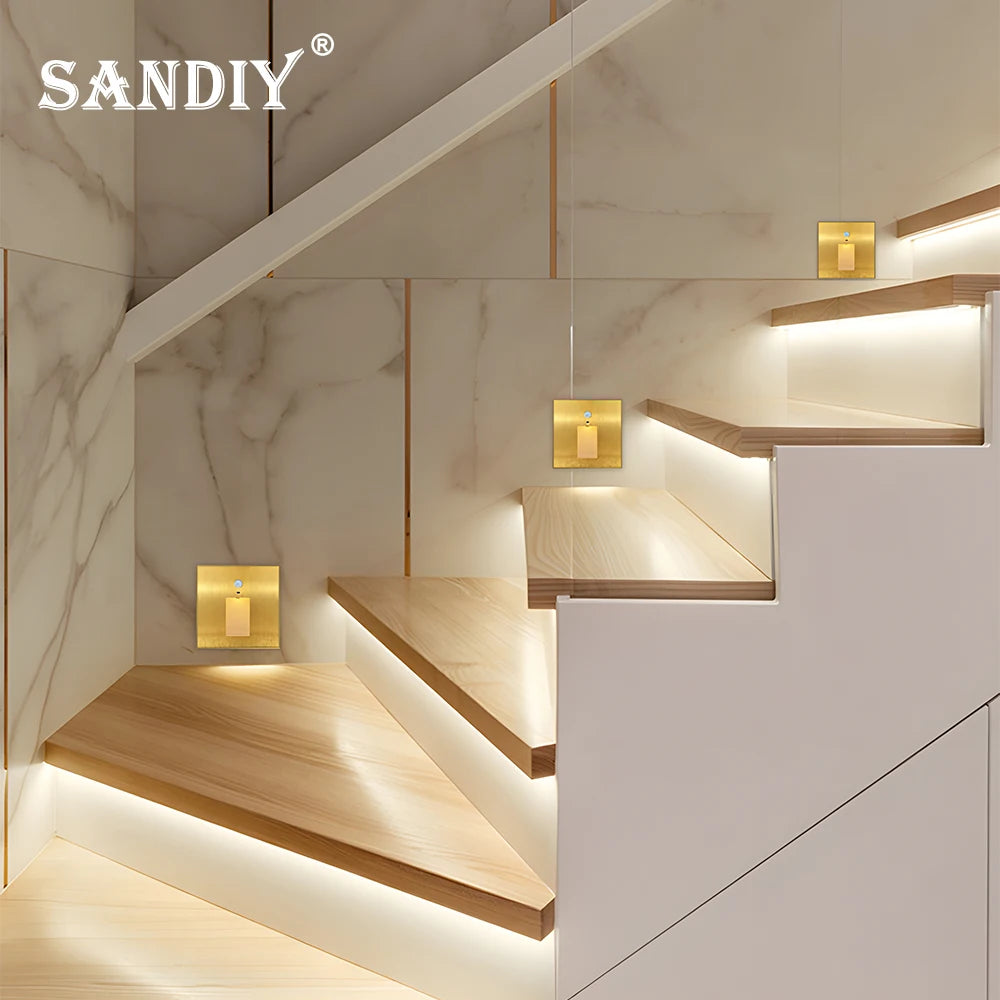 SANDIY Motion Sensor LED Wall Sconce Stair Night Light 3W LED Wall Sconce Vue
