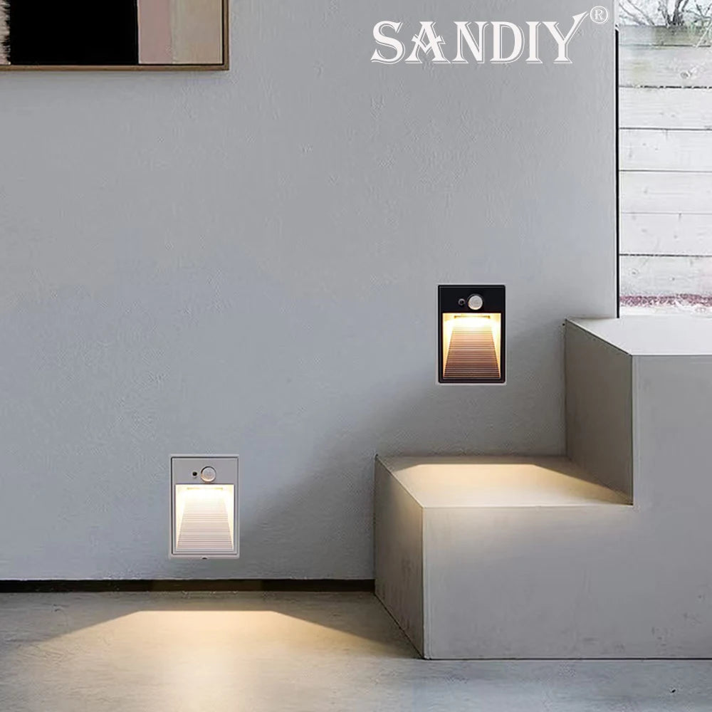 SANDIY LED Recessed Stair Light Motion Sensor IP65 Outdoor LED Step Wall Light Vue