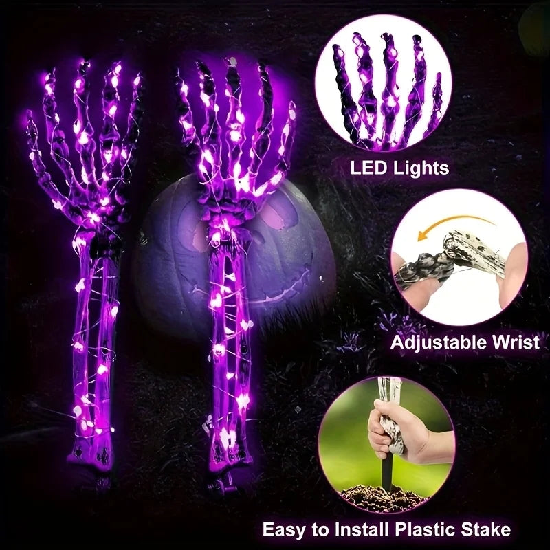 Halloween Outdoor Skeleton Arm Ground LED Lights, Solar Pathway Stake Lights for Yard Lawn Graveyard Haunted Holiday Decor Vue