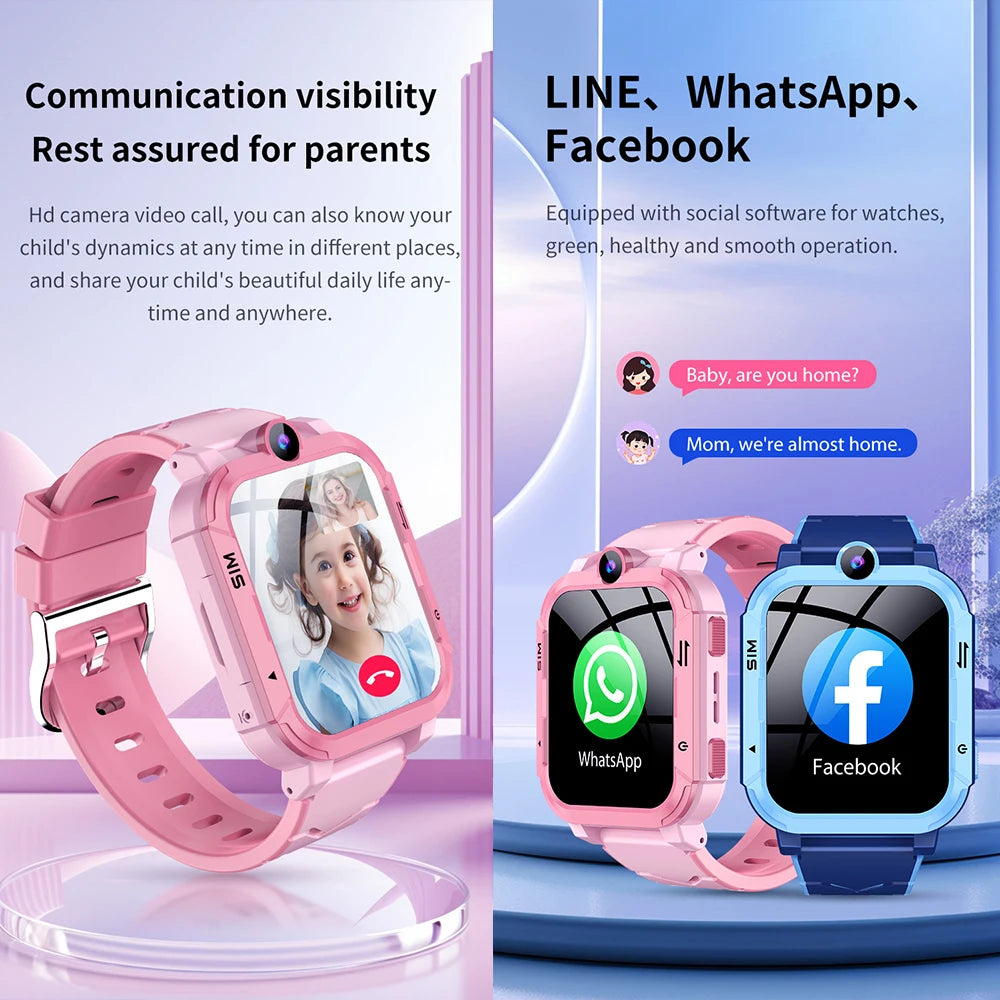 Children Smart Watch 4G GPS WiFi Location Tracker Video Call Voice Monitor SOS Alert Kids Smartwatch Boy Girl Birthday Gift Vue