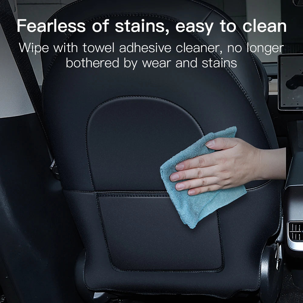 YZ Car Seatback Protector for Tesla Model 3/Y/YL Highland Seat Back Protective Child Anti-Kick Mats Leather Storage Pockets Vue