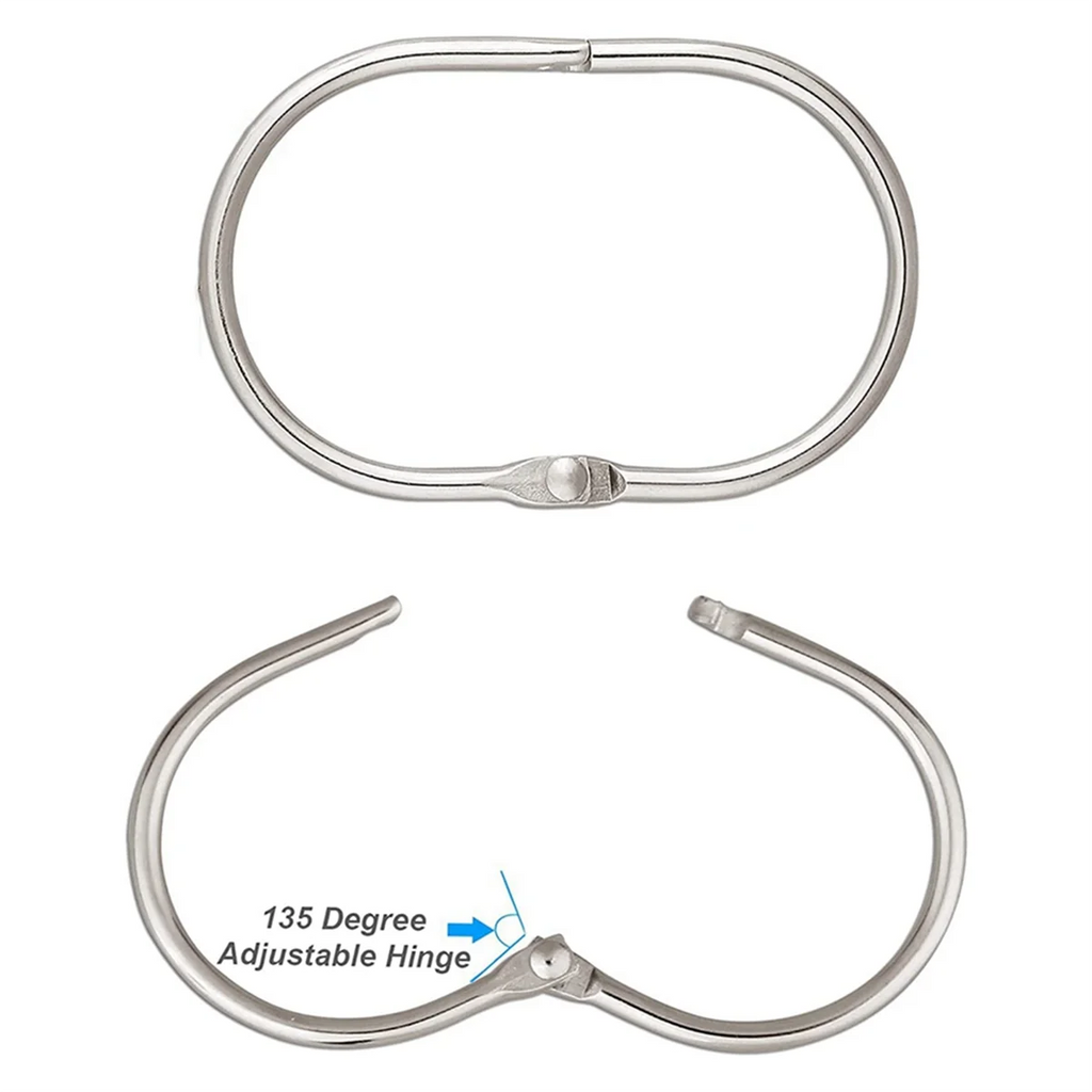 12 Pcs Open Shower Curtain Hook Rings Oval Hanging for Rod Hooks Metal Bathroom Gold Vue