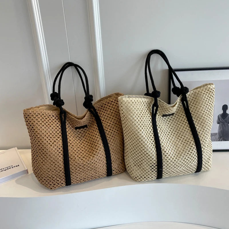 Elegant Ladies Straw Woven Handbag Women Holiday Beach Bag Casual