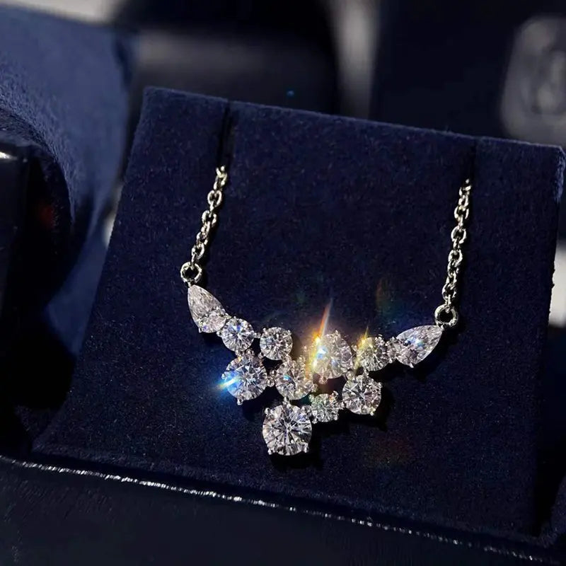 Huitan Cubic Zirconia Pendant Necklace – Women's Silver Jewelry Pendant Necklace Vue