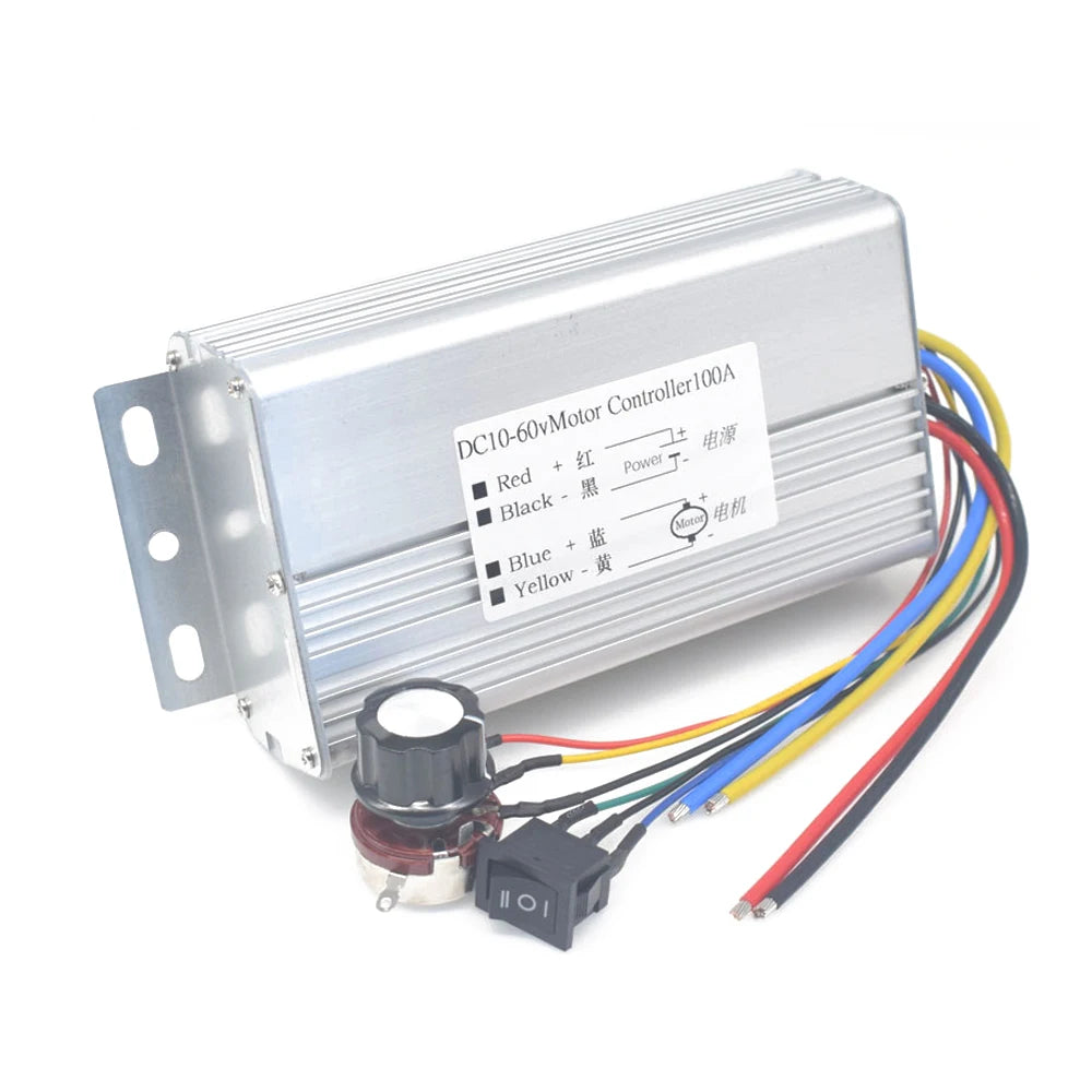 DC10-60V Motor Speed Controller Forward and Reverse 0-100% Motor Speed Adjustable Regulator 100A DC Brush Motor Speed Governor Vue