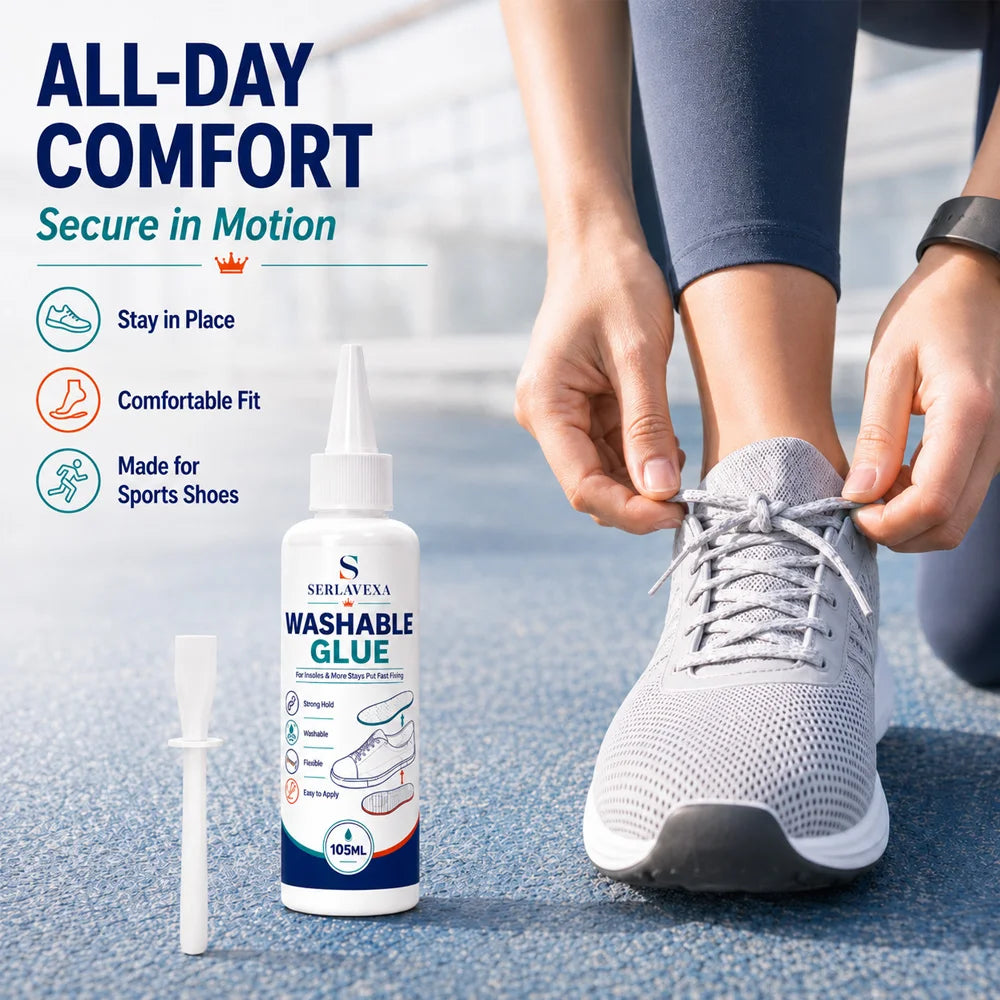SERLAVEXA Washable Shoe Glue Strong Flexible Adhesive Repair Insoles Heel Grips Anti-slip Pads Sneaker Care DIY Fixing Tool Vue