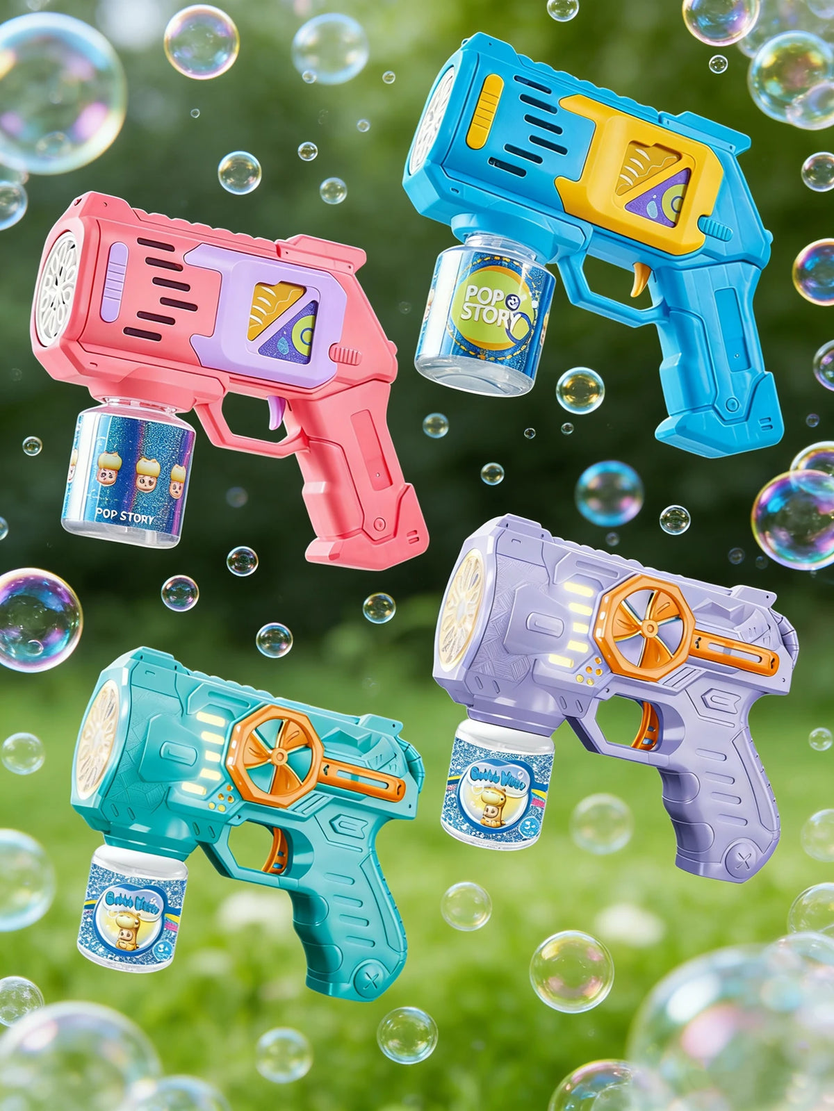 Bubble Gun Toys, Colorful Body Bubble Machine for Kids Outdoor Summer Gift (Not Included Battery, Not Contain Bubble Liquid) Vue