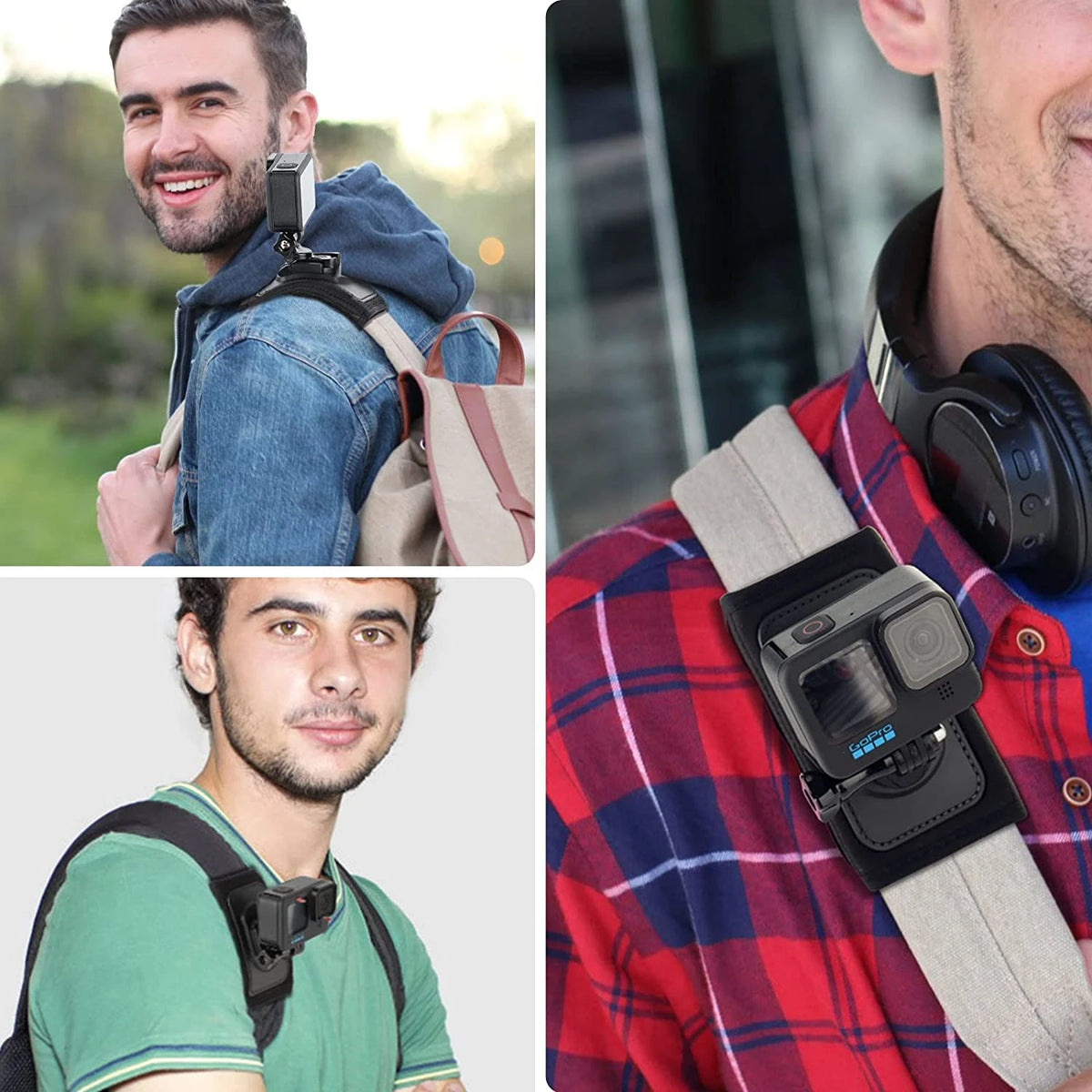 Backpack Shoulder Strap 360° Rotate Buckle Quick Release Mount for GoPro Hero 10 9 8 7 6 5 Dji Action 2 Action Camera Accessory Vue