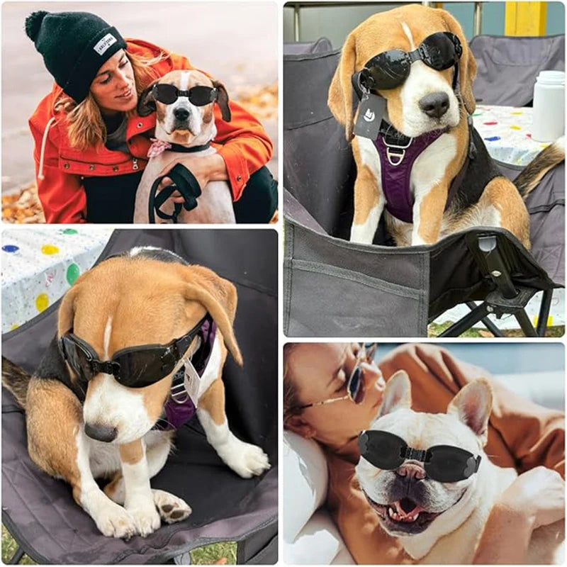 Foldable Dog Goggles for Small to Medium Breed Anti-UV Dog Sunglasses with Adjustable Straps Vue