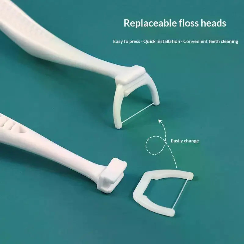 Replaceable Dental Floss Sticks Oral Cleaning Reusable Floss Sticks Dentist Teeth Sticks Oral Care Hygiene Toothpick Tools Vue