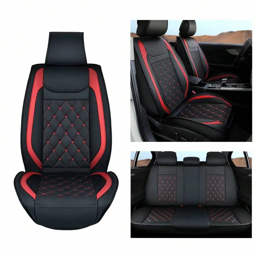 Nilight 5 Car Seat Covers Waterproof Faux Leather Cushions Anti-Slip Universal Fit For 5 Cars Kia Civic Corolla Camry CR-V RAV4 Vue